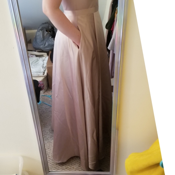 Xscape off shoulder dusty rose satin gown - Picture 5 of 7